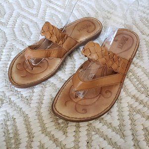 {BORN} Braided Leather Strap Thong Sandals